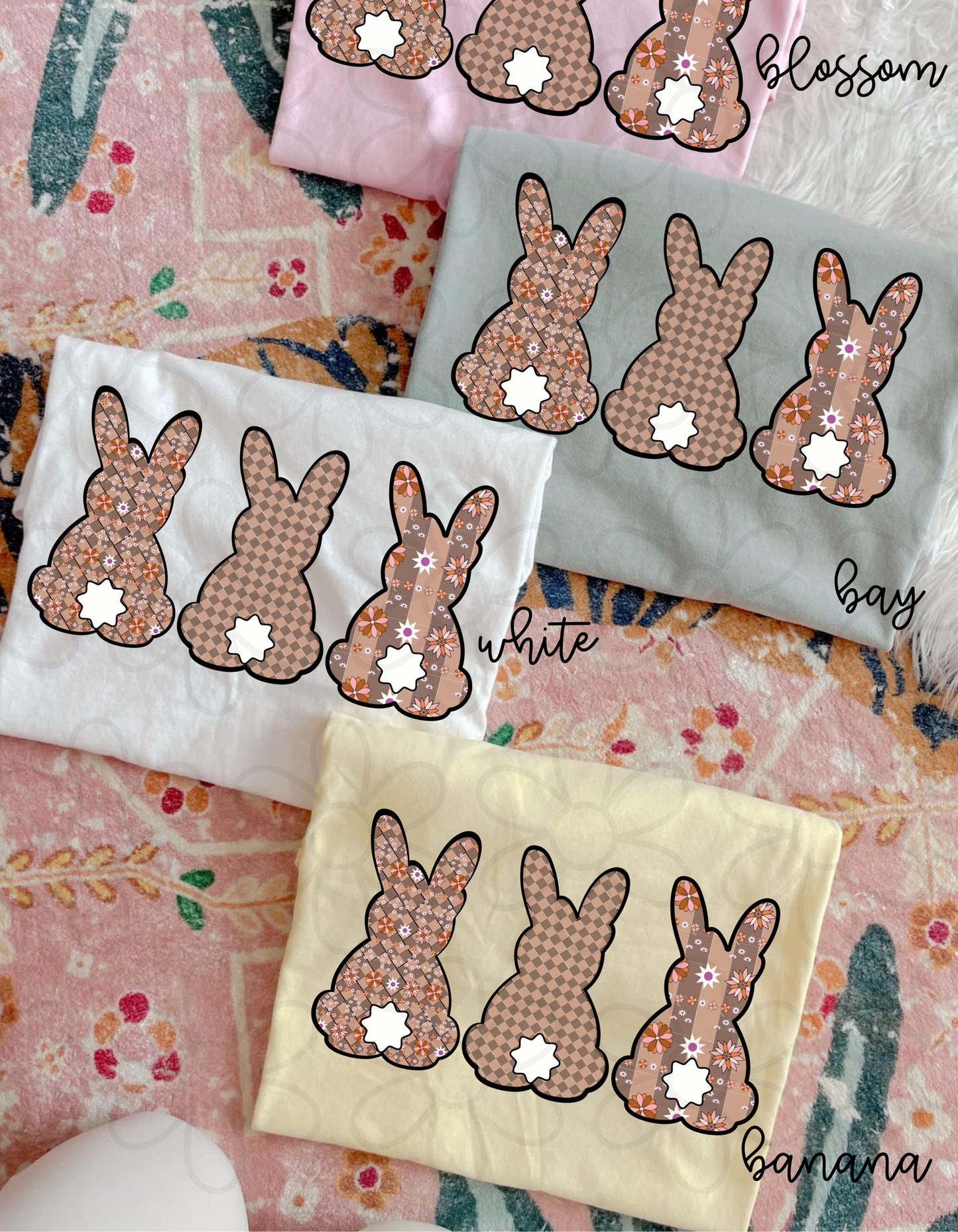 Boho Brown Bunny Trio Kids Completed Tee