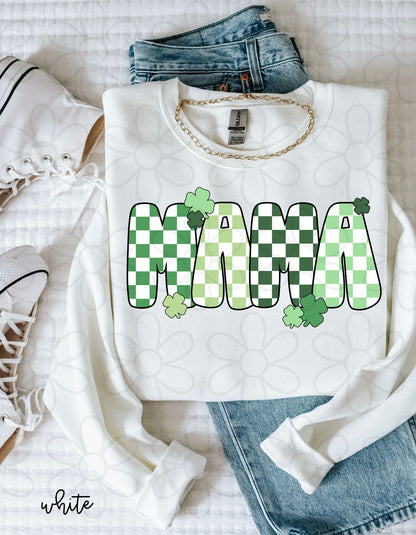 Checkered St Patricks Day Mama Completed Tee