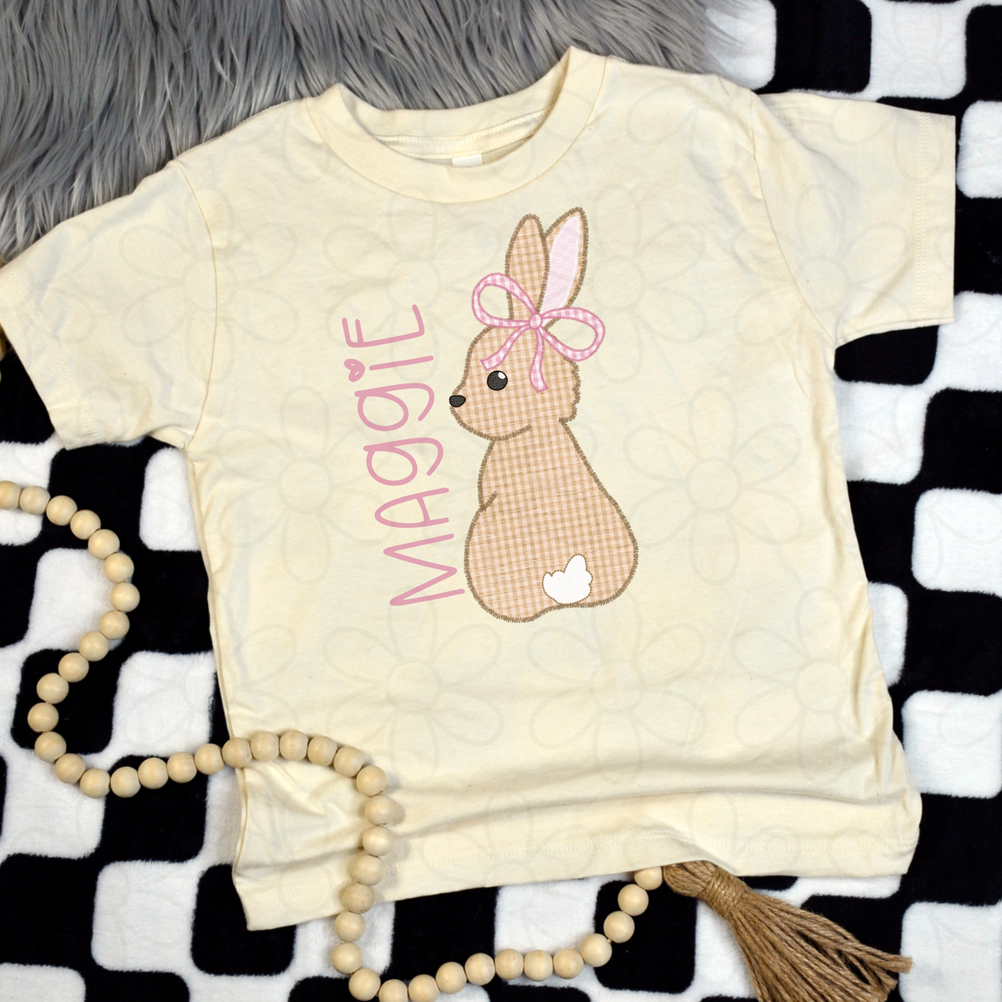 Custom Name Girl Easter Bunny Kids Completed Tee