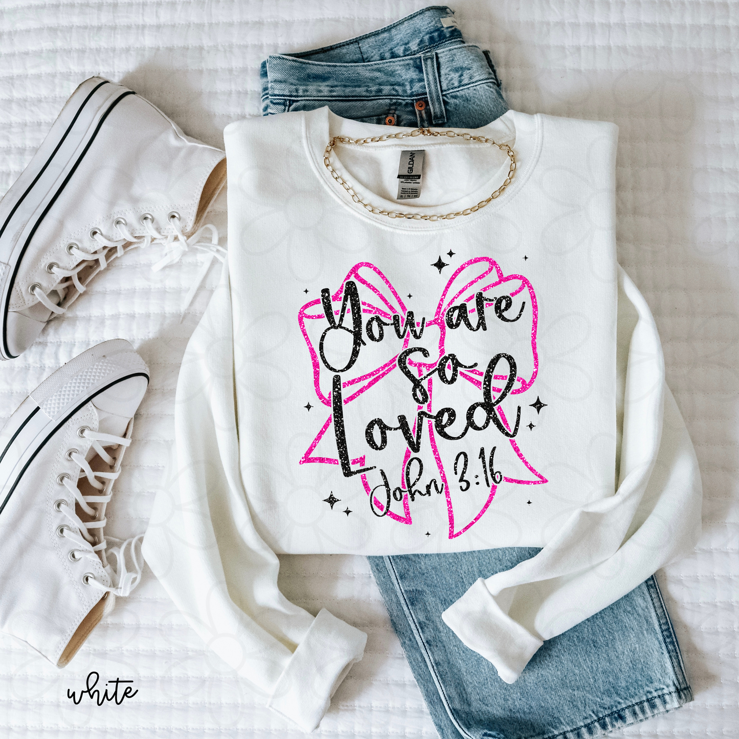 You Are So Loved Pink Bow Kids Completed Tee