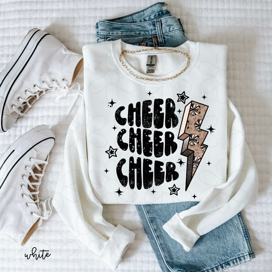 Cheer Lightening Bolt Kids Completed Tee