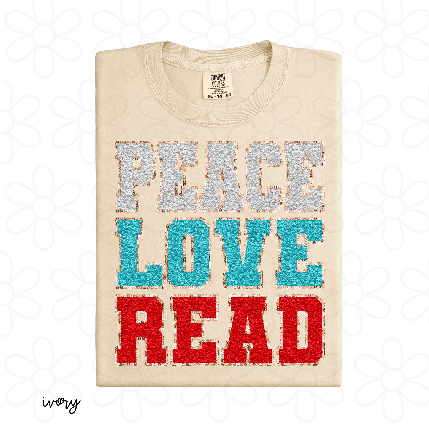 Peace Love Read Kids Completed Tee