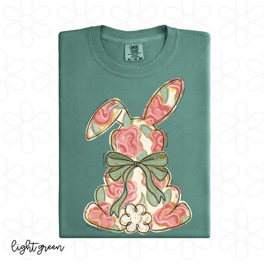 Painted Floral Bunny Kids Completed Tee